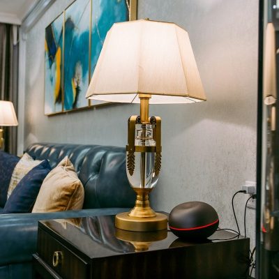 Brass Table Lamp with White Shade